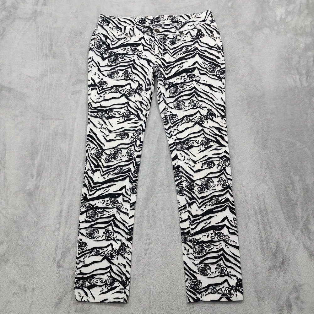 Vintage City Streets Jeans Womens 11 Juniors White Zebra Slim Straight Stretch